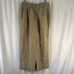 28 Palms Linen Pants Men's 32 Khaki Button Zip Drawstring Slash Pocket